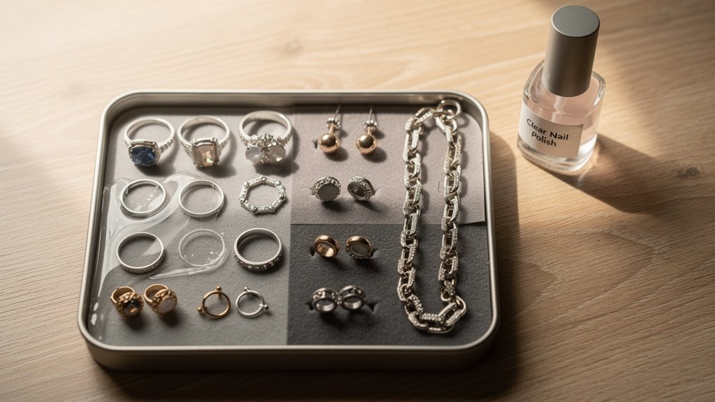 clear fingernail polish on jewelry